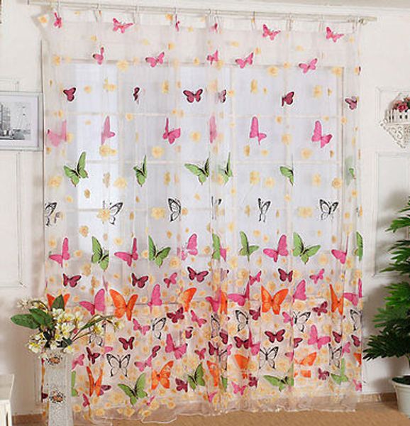 

delicate lucency tulle butterfly print curtain panel window room divider curtain