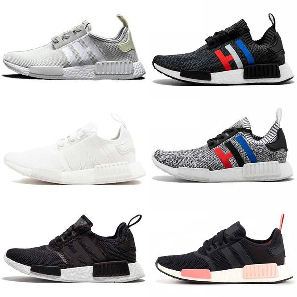 

with box nmd _r1 primeknit runner 2019 running shoes s79162 glitch pack solid grey camo men women shoes fashion sneakers with box, White;red