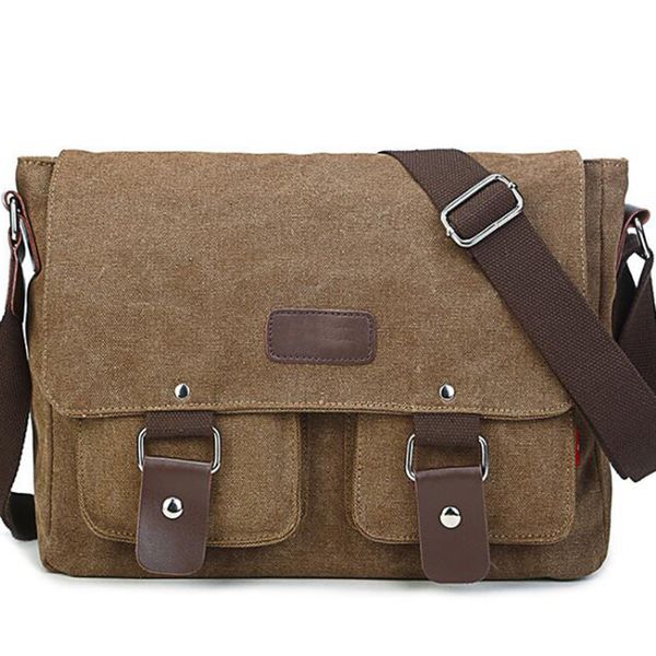 

2019 new men's canvas briefcase messenger bag fashion shoulder canvas bag men's business casual laptop