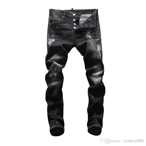 

2020 модные брюки дизайнер бренд одежды новый прилив бренд колено отверстие патч прямые тонкие стрейч джинсы брюки мотоцикл фиолетовый бренд, Blue