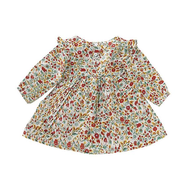 

autumn girls long sleeve dress casual cotton dress for baby girls clothes floral princess dress toddler baby girls clothes, Red;yellow