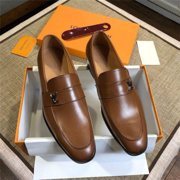 

19fw spring autumn pointed toe men shoes luxury italian style formal dress leather shoes flats party wedding loafers big size madaok, Black