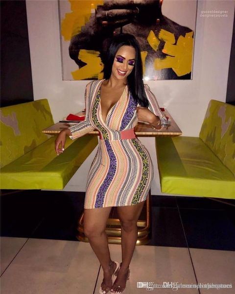 

designer long sleeve dresses autumn women contrast color dress deep v neck bodycon dresses fashion, Black;gray