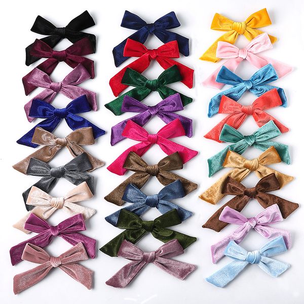 2019 Winter 5 Velvet Bow Hair Clips Fashion Bowknot Kids Hairpins