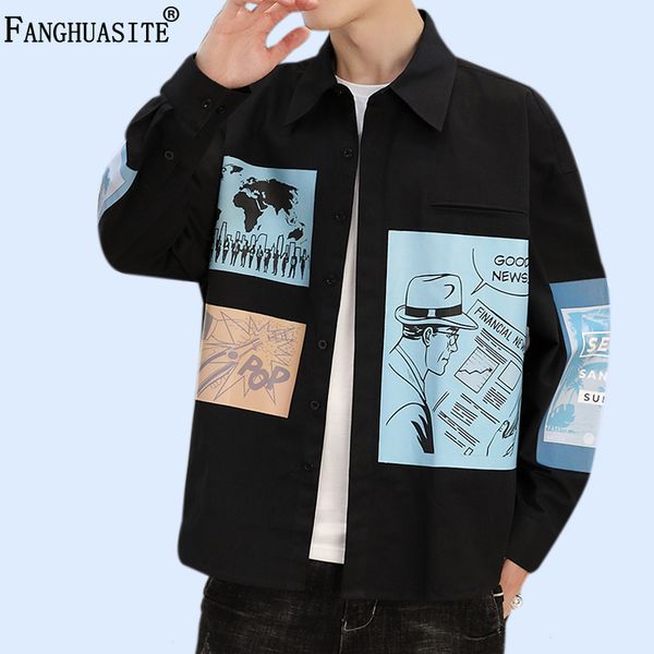 

2019 men's long sleeve shirt casual fashion print autumn shirt cotton soft comfortable spring fashion long sleeve men cs98, White;black