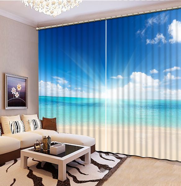 

пользовательские 3d ландшафтные шторы кокосовое голубое небо занавес для гостиной 3d стереоскопические затемненные шторы для спальни