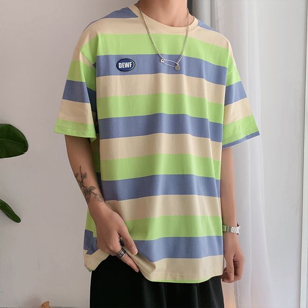

harajuku hip hop high уличная япония корейский стиль моды мужские мальчиков tshirts половина рукава полосатой хлопка 2020 tshirts tops wear, White;black