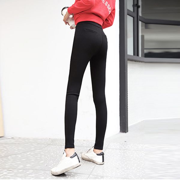 

30h leggings women ankle-length pants high waist sports wear elastic tight leggings pencil velvet pants legins leggins mujer, Black