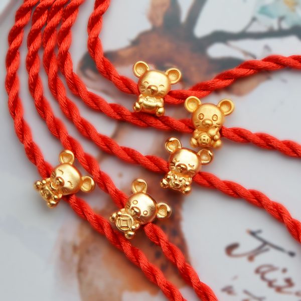 

kofsac 2020 chinese style zodiac rats shakin bracelets for women birthday mini animal red rope bangle jewelry girl new year gift, Golden;silver