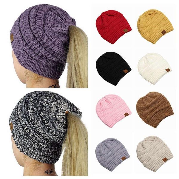 snow hat with ponytail hole