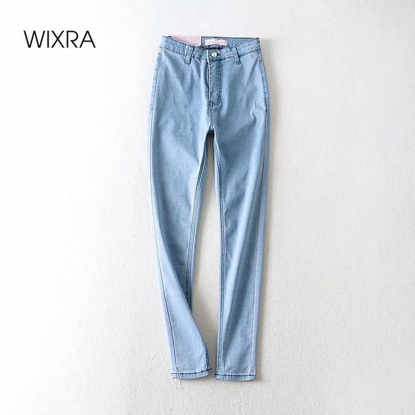 

wixra womens denim jeans pants ladies casual bottoms female pencil trousers autumn winter high waist high elasticity pants, Blue