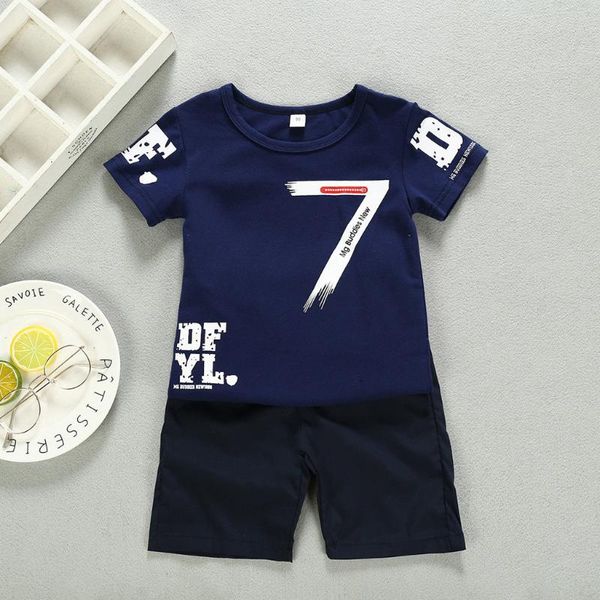 

малыш младенческой одежды набор мальчиков с коротким рукавом письмо футболка шорты наряды набор повседневная одежда летняя одежда, White