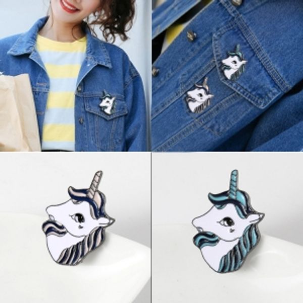 

maxi cartoon colorful unicorn brooch for lovely young people, Gray