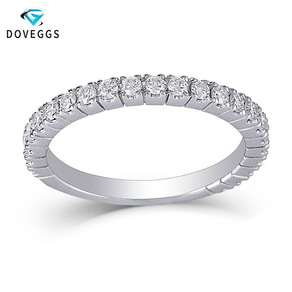 

doveggs 14 k белое золото 0.48 ctw 1.9 мм ширина полосы 1.7 мм moissanite половина вечности обручальное кольцо гвардии кольцо для женщин, Golden;silver