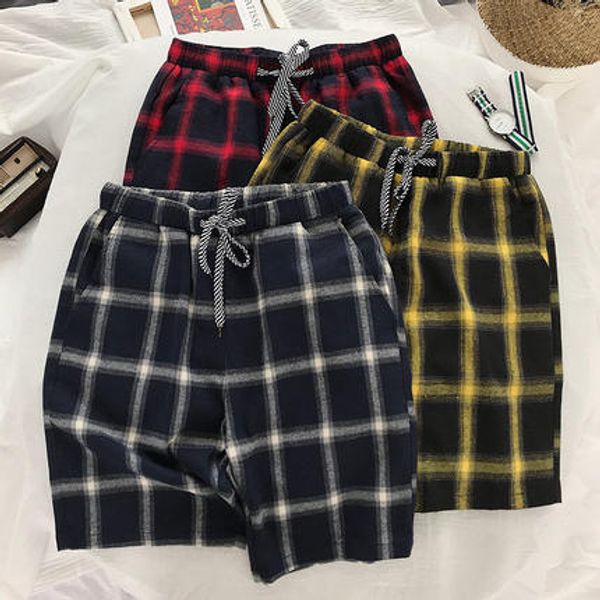 

shorts men 2019 summer fashion wild loose men's beach pants casual sports short lattice five pants, White;black