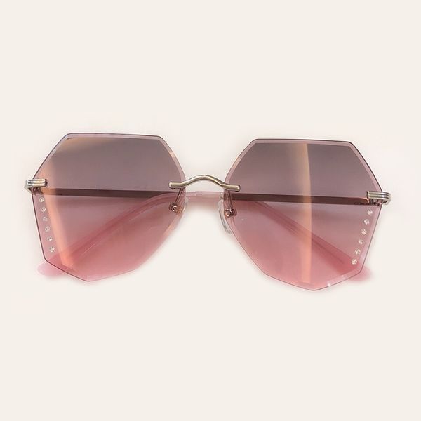 

square rimless sunglasses 2019 gradient lens clear sun glasses for women luxury vintage big ladies eyewear, White;black