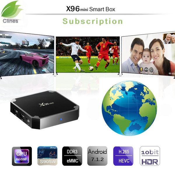 

1pc x96 mini 1gb 8gb amlogic 905w europe ub cription erver for uk u a ca au pain france germany italy android mart tv box