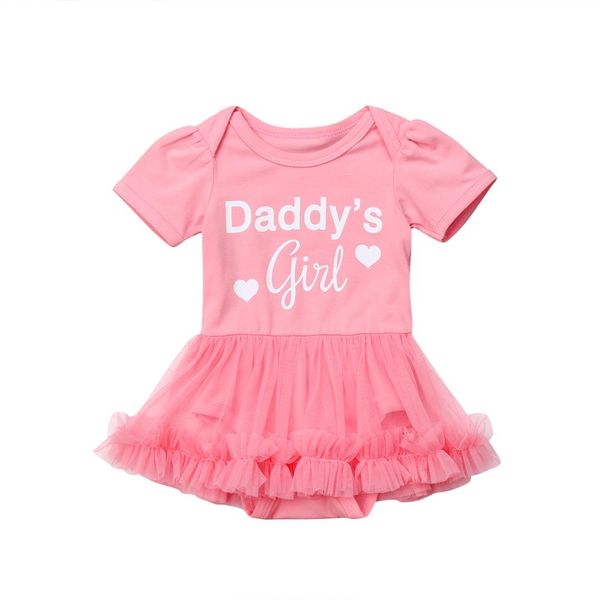 

daddys girl print short sleeve tulle mesh dress bodysuit for baby girl, Blue
