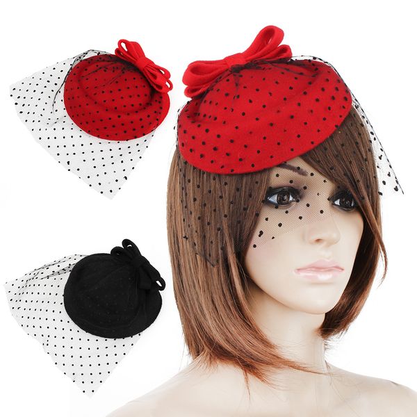 

children/adults multi-layer mesh beret girls hair accessories stewardess hat show lace veil hair clip dance party lady beret