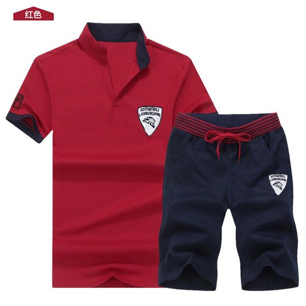 

fashion set men short sleeve t shirt cropped +shorts mens tracksuits new causal sportswear short trousers casual, Gray