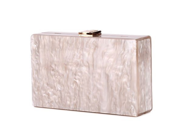 

5 pieces of pearl white and champagne pearl acrylic box clutches bag handbags wholesale