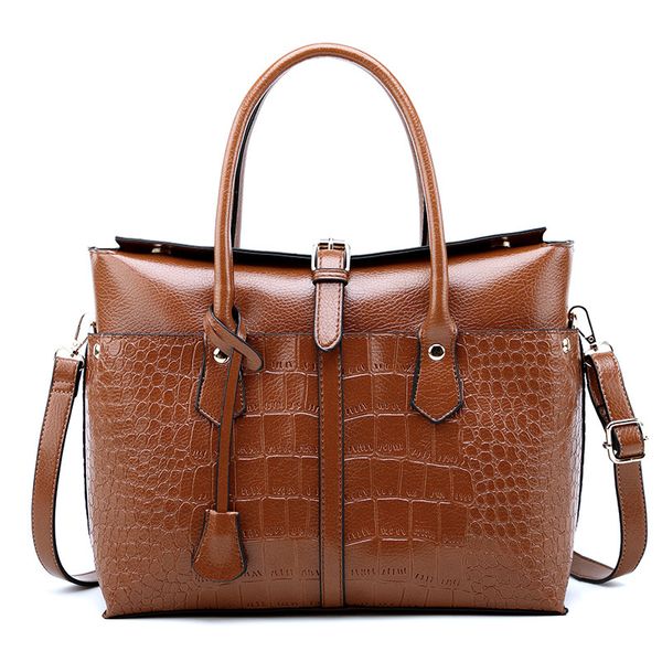 

new retro women's handbag crocodile large bag european fashion buckle shoulder briefcase womenwomen shoulder bag