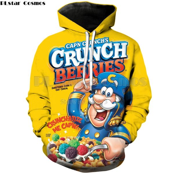 

plstar cosmos drop shipping 2018 new style fashion hoodie crunch berries 3d print mens womens casual hooded sweatshirt, Black