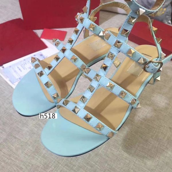 

high-quality designer fashion sandals genuine leather slingback pumps ladies fashion rivets shoesize 38, Black