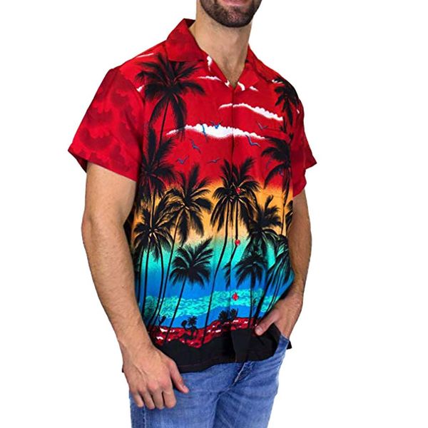 

20ss hawaii mens beach shirt summer casual printed designer casual shirts short sleeved single breasted, White;black