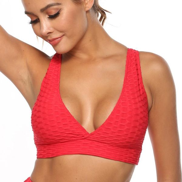 

women solid push up bra women fitness clothing backless shoulder female breathable seamless underwear, Red;black
