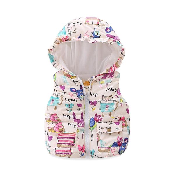 

mudkingdom girls vest with hood winter sleeveless children zipper cartoon front pocket toddler clothes, Blue
