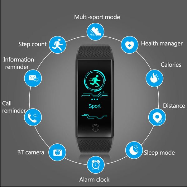 

2019 new sports smart watch men waterproof watches couple heart rate blood pressure blood oxygen monitoring smart bracelet women, Slivery;brown