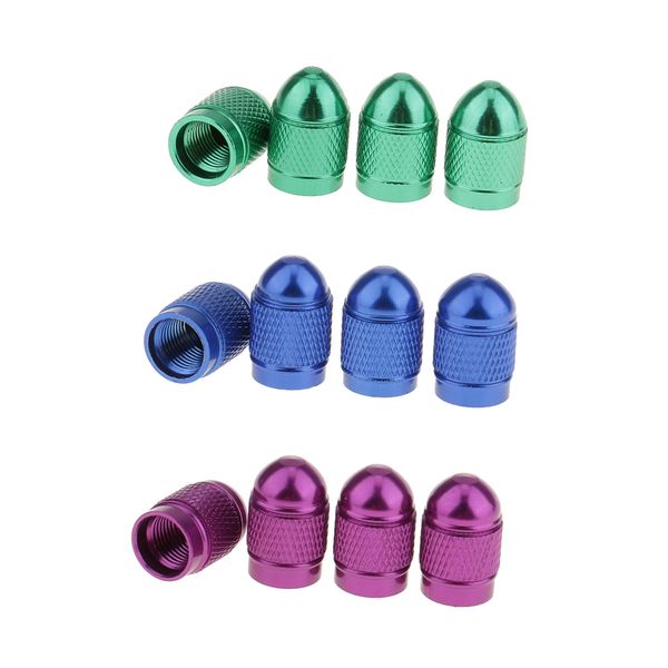 

12 pieces aluminum bullet tire valve stem air port cover cap
