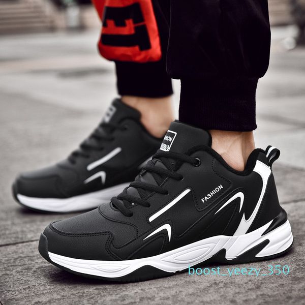 

men's leather sneakers with fur mens winter footwear large sizes men designer shoes warmest trend 2020 buty meskie b35, Black