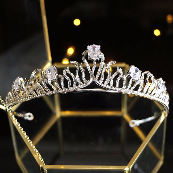 

zircon crown bridal tiara diadema hair accessories wedding tiaras accesorios mujer bridal crowns bridal hair accessories, White;golden