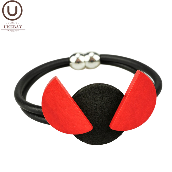 

ukebay new bat eye charm bracelets rubber leather bracelet women strange bangles jewelry 4 colors red wood accessories wholesale, Black