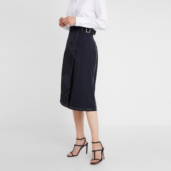 

women skirt new skirt women's a-line with belt, Black