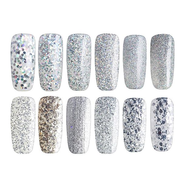 

35# fashion 1pc glitter sequins gel polish soak off uv led nail varnish shiny long lasting base gel nail polish