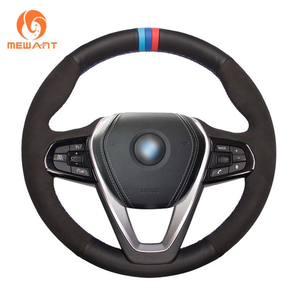 

mewant black genuine leather suede car steering wheel cover for g20 g21 g30 g31 g32 x3 g01 x4 g02 x5 g05 x7 g07 z4 g29
