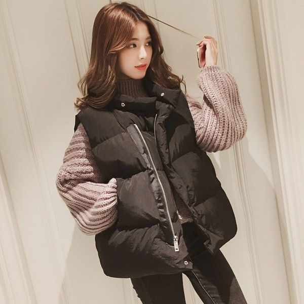

women winter sleeveless coats cotton streetwear regular, Black;white