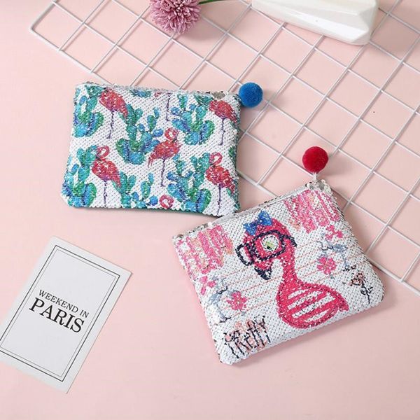 

sequins handbags sequined messenger bag unicorn makeup bags cartoon pencil case magic pencil box portable tote 4 designs optional xh2412