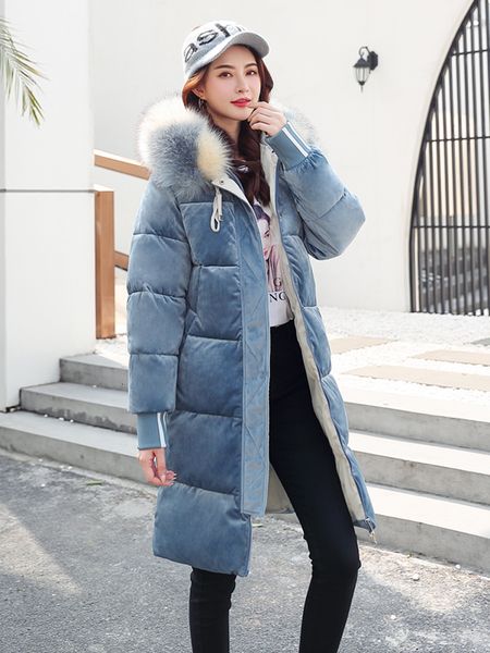 

east gate pleuche down cotton girls long fund back season cotton-padded clothes easy 2019 loose coat, Tan;black