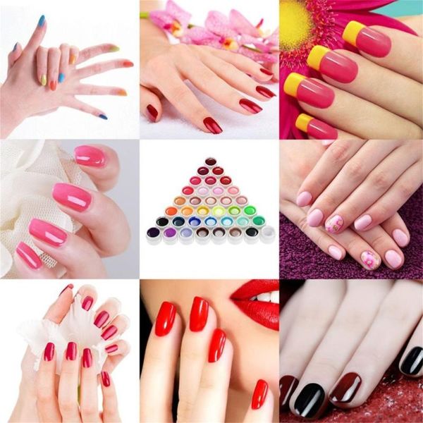 

professional 36 pure colors 8ml nail art glitter uv gel acrylic builder glue solid polish gel long lasting nail 2018 selling, Red;pink
