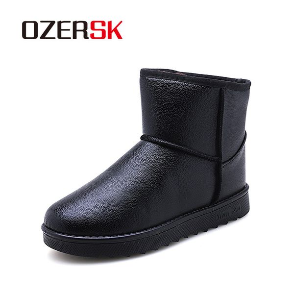 

ozersk brand 2019 men fashion ankle boots winter autumn snow outdoor waterproof snow boots keep warm shoes for men's, Black