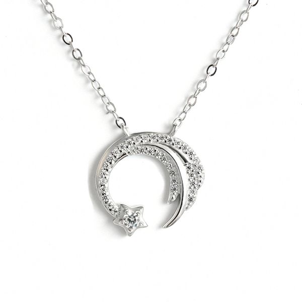 

moon star sliver color meteor garden slip falling meteor micro-inlaid clavicle chain temperament female necklaces, Golden;silver