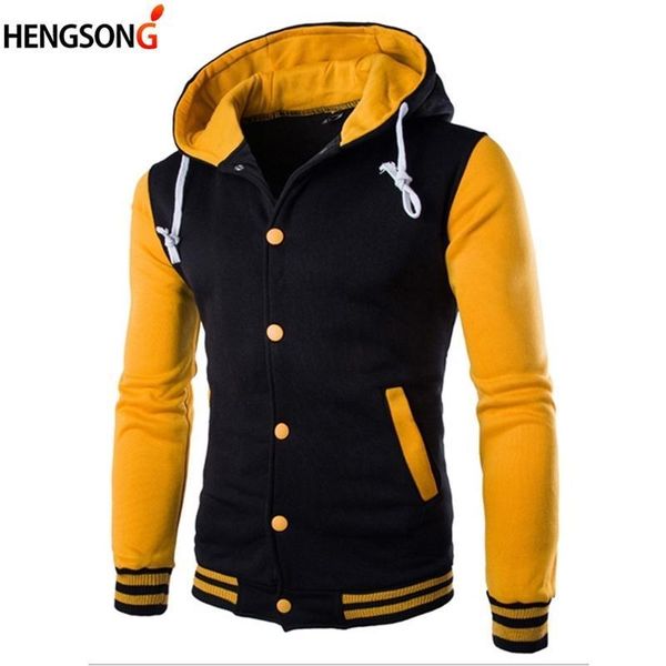 

gym fitness running hooded jacket winter sport hoodies male patchwork overcoat baseball jackets casual coat sportwear, Black;red