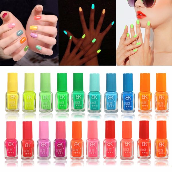 

1 bottle luminous fluorescent neon nail polish glow in dark nail enamel varnish gel 7ml hybrid art nagellak lacquer