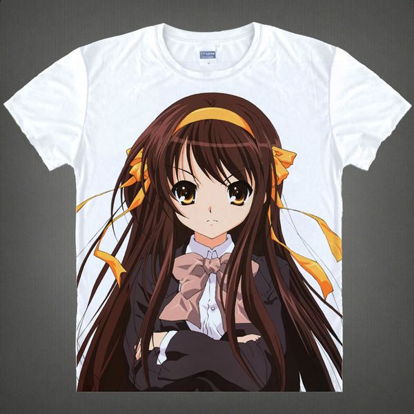 

anime shirt the melancholy of haruhi suzumiya t-shirts multi-style short suzumiya haruhi cosplay motivs shirts tee-style141-no08, White;black