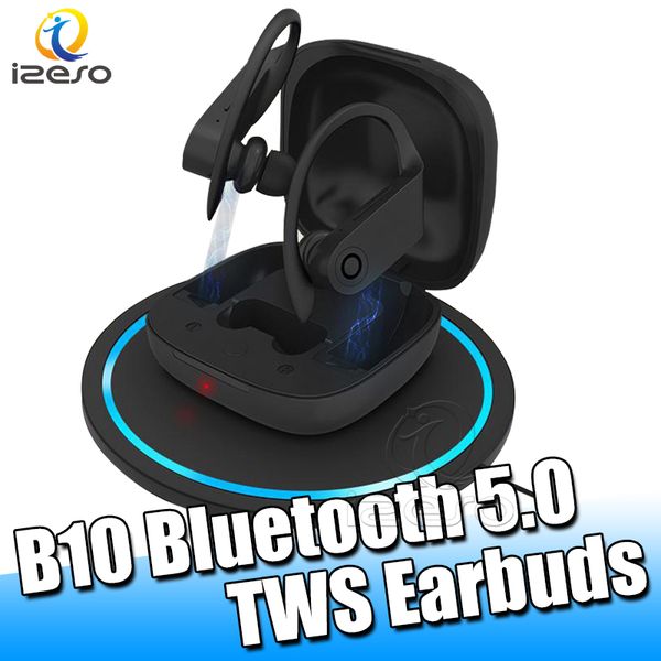 

b10 wireless bluetooth headset sweatproof waterproof luxury design headphones with mic for iphone 11 pro samsung note10 tws earbuds izeso