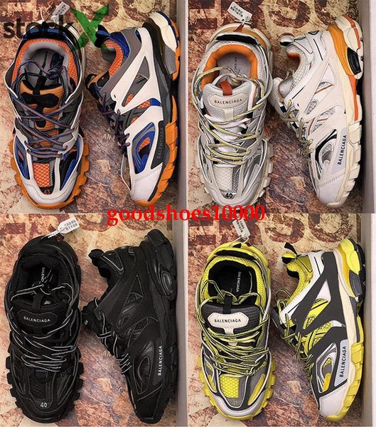 

trainers size us 5 12 eur 46 mens running women tripler track 3 shoes men triple s sneakers luxury leather blue black youth boys classic